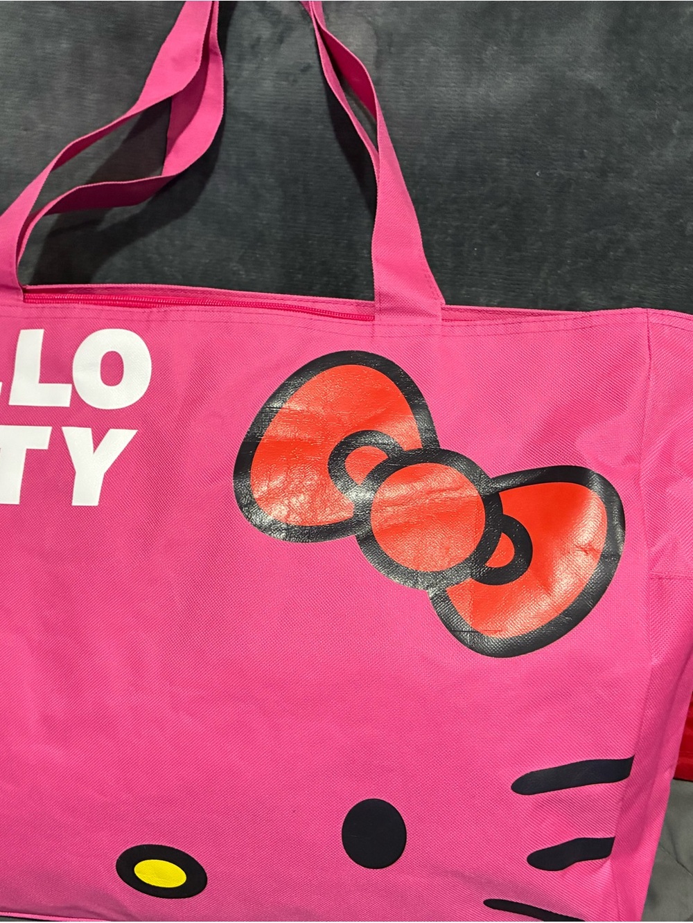 Hello Kitty Bright Pink Tote with Red Bow Graphic